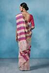Shop_Dressfolk_Multi Color Linen V-neck Multi-color Handloom Saree Set _at_Aza_Fashions