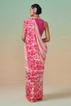 Shop_Dressfolk_Pink Linen V-neck Floral Handloom Saree Set _at_Aza_Fashions