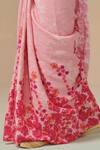 Buy_Dressfolk_Pink Linen V-neck Floral Handloom Saree Set 