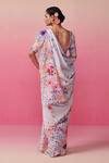 Shop_Dressfolk_Multi Color Linen V-neck Light Blue Pink Ombre Handloom Saree _at_Aza_Fashions