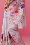 Shop_Dressfolk_Multi Color Linen V-neck Light Blue Pink Ombre Handloom Saree 