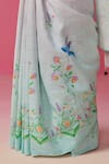 Shop_Dressfolk_Blue Linen Embroidery Round Neck Light Pink Ombre Handloom Saree 