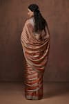 Shop_Dressfolk_Gold Handloom Cotton Round Neck Tissue Designer Saree With Blouse _at_Aza_Fashions