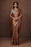 Shop_Dressfolk_Gold Handloom Cotton Round Neck Tissue Designer Saree With Blouse 