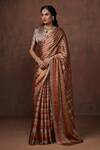 Buy_Dressfolk_Gold Handloom Cotton Round Neck Tissue Designer Saree With Blouse _at_Aza_Fashions
