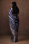 Shop_Dressfolk_Blue Tissue V-neck And Silver Handloom Saree _at_Aza_Fashions