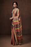 Dressfolk_Multi Color Tissue Round Neck Multi-color Handloom Saree Set _at_Aza_Fashions