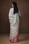 Shop_Dressfolk_Pink Tissue V-neck Handloom Saree With Blouse _at_Aza_Fashions