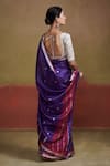 Shop_Dressfolk_Purple Silk Embroidery V-neck Padded Handloom Saree Set _at_Aza_Fashions