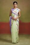 Dressfolk_Green Silk Round Neck Pastel Handloom Saree Set _at_Aza_Fashions