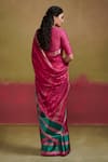 Shop_Dressfolk_Pink Silk Zari V-neck Handloom Saree Set _at_Aza_Fashions