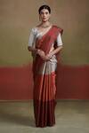 Buy_Dressfolk_Multi Color Tissue V-neck Handloom Saree With Blouse _at_Aza_Fashions