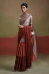 Shop_Dressfolk_Multi Color Tissue V-neck Handloom Saree With Blouse _at_Aza_Fashions