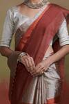 Buy_Dressfolk_Multi Color Tissue V-neck Handloom Saree With Blouse 
