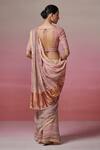 Shop_Dressfolk_Multi Color Linen V-neck Handloom Saree And Padded Blouse Set _at_Aza_Fashions
