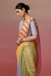 Buy_Dressfolk_Multi Color Linen V-neck Multi-coloured Handloom Saree Set 