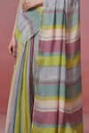Buy_Dressfolk_Multi Color Linen V-neck Multi-color Handloom Saree And Blouse 