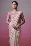 Buy_Dressfolk_Beige Linen V-neck And Powder Pink Handloom Saree Set 