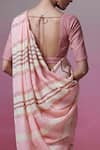 Shop_Dressfolk_Beige Linen V-neck And Powder Pink Handloom Saree Set _at_Aza_Fashions