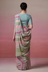 Shop_Dressfolk_Multi Color Linen Round Neck Handloom Saree And Blouse _at_Aza_Fashions