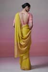 Shop_Dressfolk_Yellow Handloom Cotton Round Neck Linen Saree With Blouse _at_Aza_Fashions