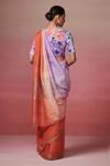 Shop_Dressfolk_Multi Color Linen Embroidery Round Neck Light Purple Ombre Handloom Saree_at_Aza_Fashions