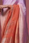 Shop_Dressfolk_Multi Color Linen Embroidery Round Neck Light Purple Ombre Handloom Saree