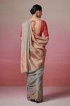 Shop_Dressfolk_Gold Linen, Handloom Cotton V-neck And Grey Saree Set _at_Aza_Fashions