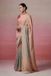 Buy_Dressfolk_Gold Linen, Handloom Cotton V-neck And Grey Saree Set 