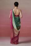 Shop_Dressfolk_Green Linen Halter Neck Handloom And Magenta Saree Set _at_Aza_Fashions