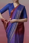 Buy_Dressfolk_Maroon Linen V-neck And Blue Handloom Saree Set 