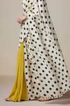 Dressfolk_Yellow Handloom Cotton V-neck And White Polka Dot Saree _at_Aza_Fashions