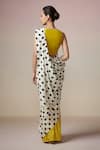 Shop_Dressfolk_Yellow Handloom Cotton V-neck And White Polka Dot Saree _at_Aza_Fashions