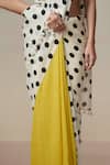 Buy_Dressfolk_Yellow Handloom Cotton V-neck And White Polka Dot Saree 