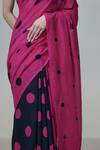 Buy_Dressfolk_Magenta Handloom Cotton Square Neck Polka Dot Saree 