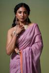 Buy_Dressfolk_Purple Chanderi Halter Neck Mauve Handloom Saree Set