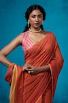 Buy_Dressfolk_Orange Chanderi V-neck Rust Handloom Saree 