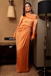 Buy_Aroka_Orange Modal, Satin One Shoulder Lantern Sleeve Top _at_Aza_Fashions
