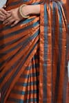 Dressfolk_Blue Tissue Square Neck And Copper Handloom Saree _at_Aza_Fashions