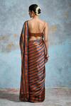 Shop_Dressfolk_Blue Tissue Square Neck And Copper Handloom Saree _at_Aza_Fashions