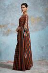 Buy_Dressfolk_Blue Tissue Square Neck And Copper Handloom Saree 