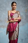 Shop_Dressfolk_Silver Tissue Square Neck Designer Handloom Saree Set
