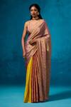 Buy_Dressfolk_Multi Color Tissue Round Neck Handloom Designer Saree Set _at_Aza_Fashions
