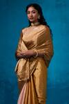 Buy_Dressfolk_Gold Tissue V-neck Handloom Saree Set 