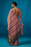 Shop_Dressfolk_Multi Color Tissue V-neck Multi-color Handloom Saree Set _at_Aza_Fashions