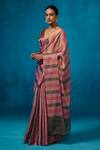Buy_Dressfolk_Multi Color Tissue V-neck Multi-color Handloom Saree Set 