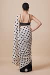 Shop_Dressfolk_Black Handloom Cotton Square Neck And White Polka Dot Saree _at_Aza_Fashions