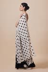 Dressfolk_Black Handloom Cotton Square Neck And White Polka Dot Saree _at_Aza_Fashions