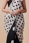 Buy_Dressfolk_Black Handloom Cotton Square Neck And White Polka Dot Saree 