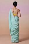Shop_Dressfolk_Sky Blue Linen Embroidery Halter Neck Handloom Saree Set _at_Aza_Fashions